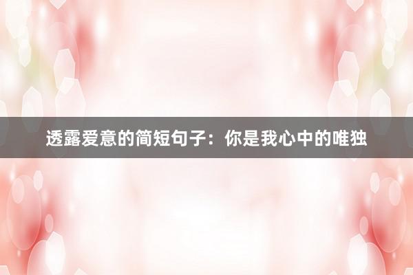 透露爱意的简短句子：你是我心中的唯独